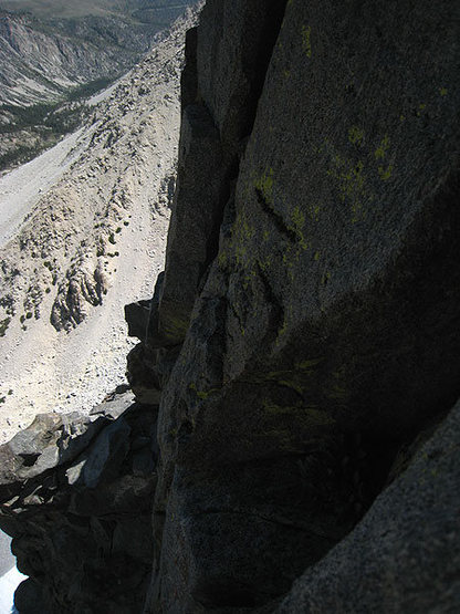 looking back at the exposed 5.7 traverse