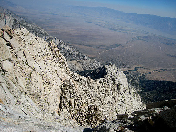 looking back down toward the owens valley