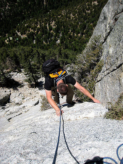 jascha approaching the second belay