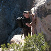 J on the exposed, but easy ramp finish to summit Juniper Peak