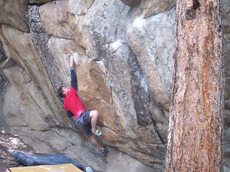 Misha almost hitting the second crimp.