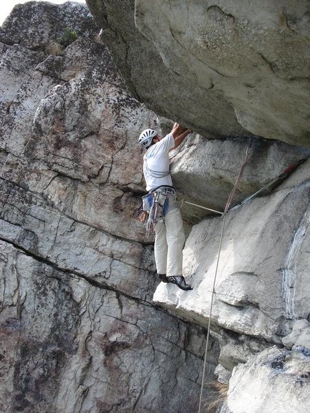 Unknown climber near the top of CCK Direct