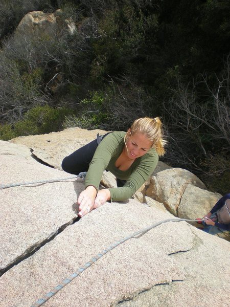 Lauren styling the splitter crack on the main Grand Central Station boulder.