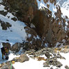 Bill Duncan emerges from the gully.