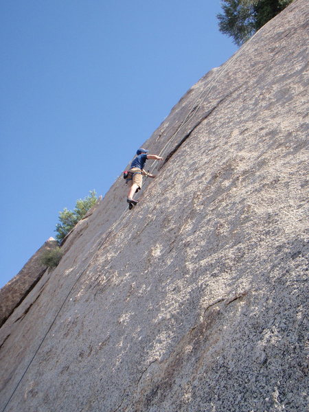 You can put a #2 Metolius (yellow) in that crack ... makes the run out after the second bolt not sooooo bad