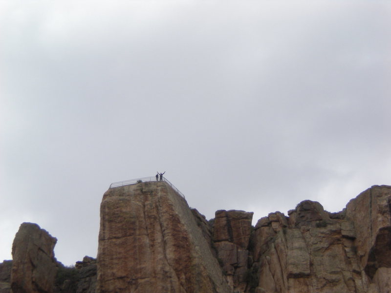 Friends at the balanced rock overlook.