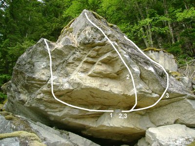 Roof Boulder<br>
<br>
1. Unamed<br>
2. Massive Attack<br>
3. Urban Scrawler