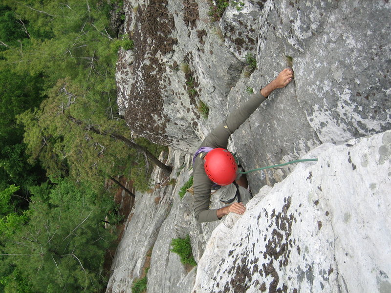 Amit pulling through the P2 crux