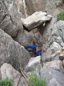 my father coming up the crux chimney