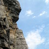 Wider view of climbers on first (or optional second) pitch of High E.