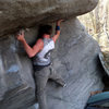 Steve on "Cupole Press" (v5) on the Cupola Boulder