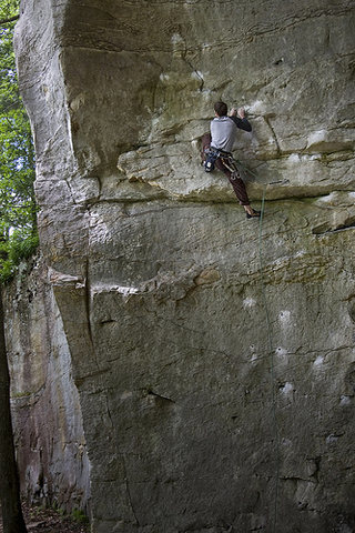 Doug Fischer climbing Narcissus