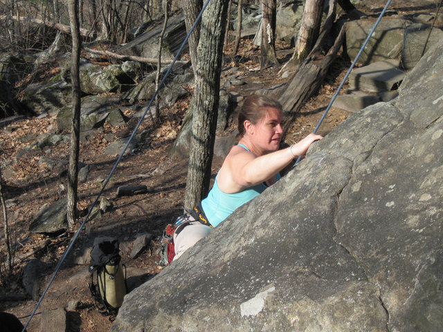 Me climbing at Rumney, April 2010