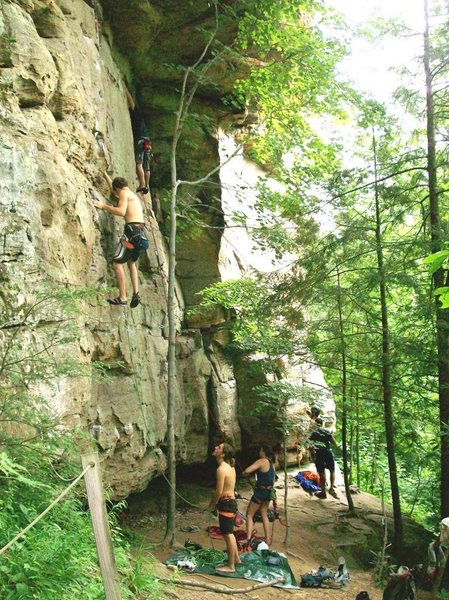 One of the fine practice walls in Muir Valley for beginning sport climbers.