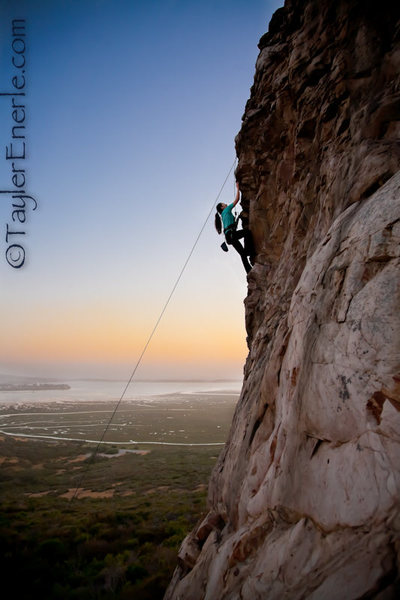 ©taylerenerle.com Emily Jio climbing the Fly (5.8).