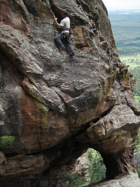 Topping out the finishing face after 100 feet of climbing...pumped, cottonmouth, pumped, pumped.