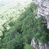 Looking down at the 2nd belay while heading up the 3rd pitch.