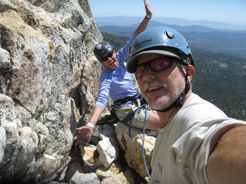 Agina and I on the 3rd pitch belay ledge. Nice and roomy, just watch out for the loose rock.  6-26-10