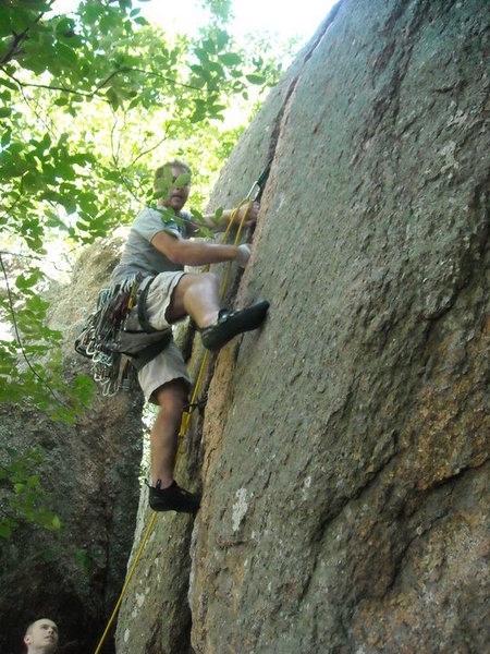 John Maguire after being told that this climb was a 5.5