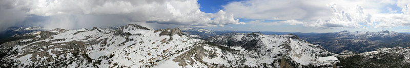 View south toward Matthes Crest from the summit Cathedral Peak. 6-21-10