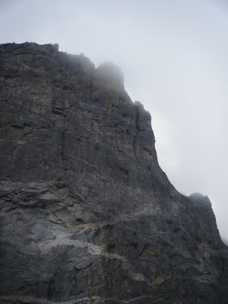 Clouds closing in on Hallett Peak, late afternoon in June.