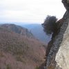 View towards the Chimneys from the first belay station on Cracker Jack.