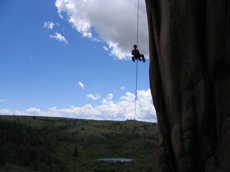 Rappelling off Flake.