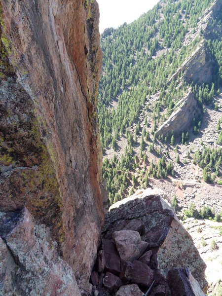 The ledge above the traverse where the 'fridge-sized block USED to be.