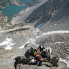 Escaping the crowded 3rd belay.  Note: this was a Wednesday.