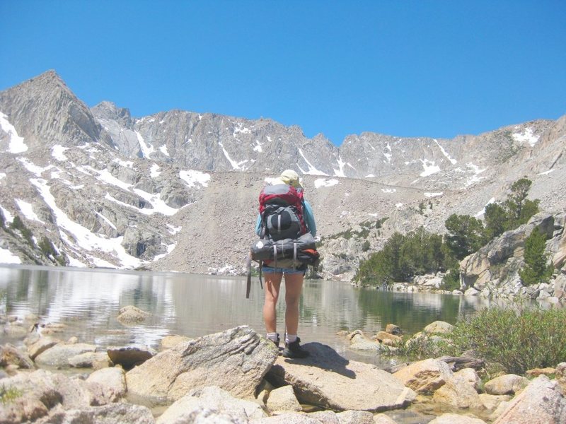 Admiring the peaceful upper Lamarck Lake. It would be just sooo perfect if only the mosquitos would leave me alone; even with Deet they managed to bite me repeatedly on my face, and shoulders. D'oh!! ; /<br>
<br>
Taken 7/14/10