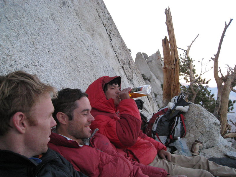 A rough bivy on Pitch 5 during the FA. 