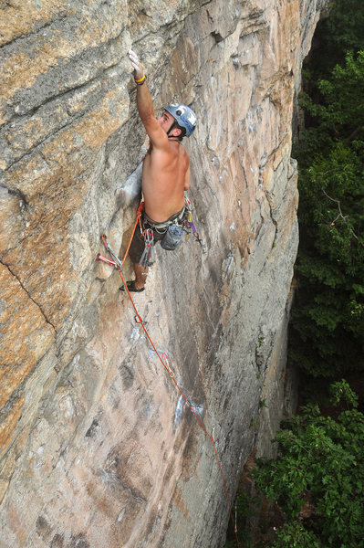 Darek Kuczynski fully focused on the CoEx crux. Eye of the tiger - a vegetarian Polish tiger (Very rare breed).