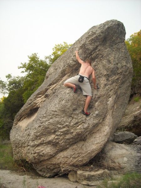 Climbing the Resident Evil boulder.