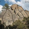 Photo/topo for Delancey Rock, Holcomb Valley Pinnacles