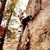 Tommy nailing RURPS and pins on All the Way, first ascent.