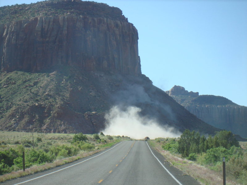 Happened upon this rock fall just as the dust was settling. May 25, 2010.