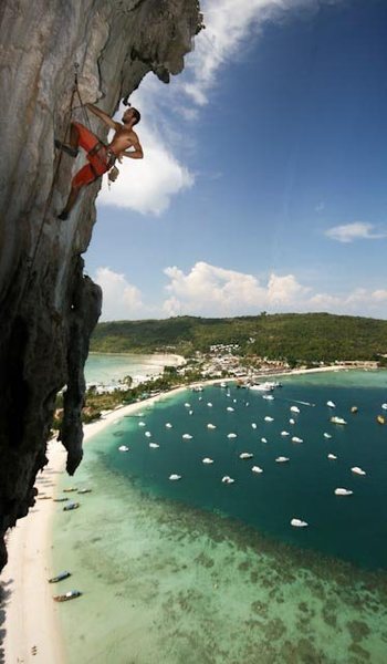 Ryan climbing the 5th and best pitch of "Rev de Phi Phi Don."  Photo: Jonas the Swede