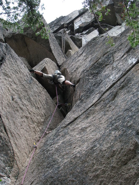 Warming up the muscles on an unnamed 5.10a, Sporty Area, Owl's Cliff Left
<br>
Climber - Olga Mirkina
<br>
Recommended as an alt first pitch for Lady of the Lake