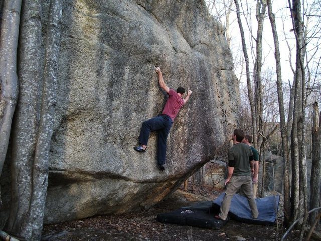 bouldering at Bradbury Mountain