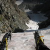 Sitting at the top of Taylor Glacier waiting for ChrisG to come up.