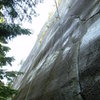 Looking up the 1st pitch. It's not wet...that's glacial polish!