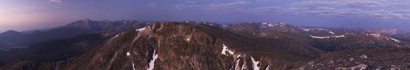 Far left is twin Sister and Longs', at the far right the Alpine Visitor Center on Trail Ridge Rd, and the entire southern section of RMNP in between. Taken from Ypsilon just before sunrise. Look at enlarged!