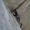 Wyatt finds an "OK" hand jam on the first pitch of the traverse!