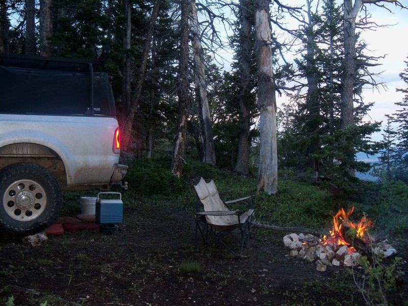 Looking out over storm-filled red rock from the primitive campsite a mile below the crags