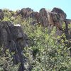 Bouldering cracks just down creek towards the park area can be easily accessed from the trail via a short 1 minute walk from the trailhead.