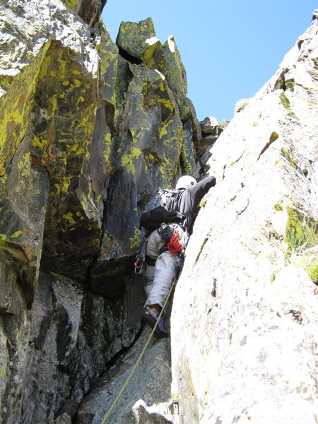 Eric D leading the "chimney" pitch.