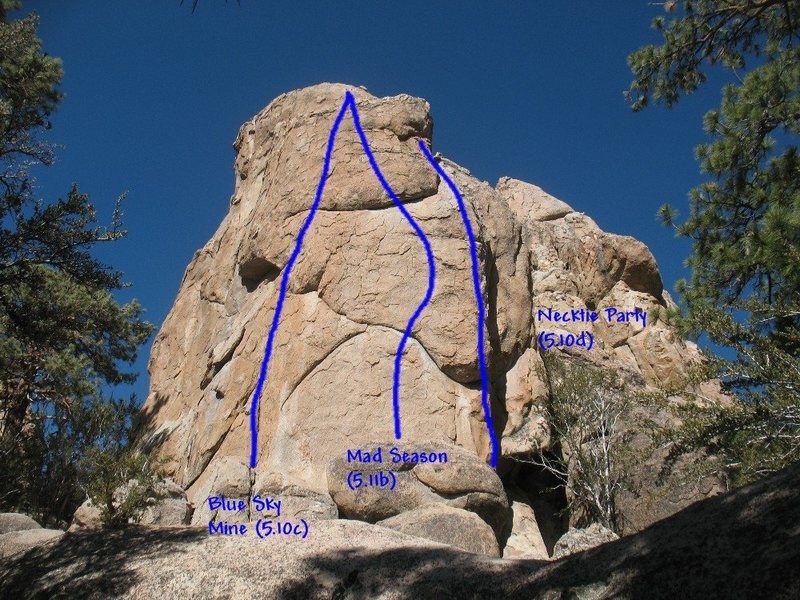 Photo/topo for Claim Jumper Wall (W. Face), Holcomb Valley Pinnacles