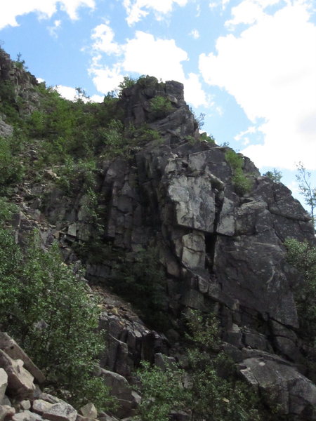 Lower down on the north rockslide buttress.