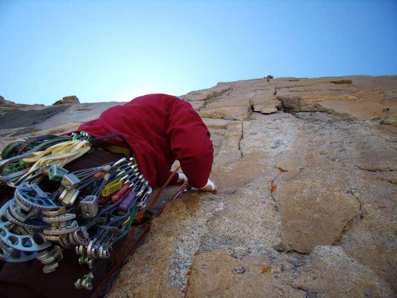 Pat Peddy starting up the crux of Pervertical August 7th 2010.