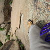 Looking down pitch 1 right before belay.